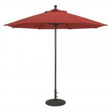Galtech 9 Ft. Bar Height Octagonal Aluminum Patio Market Umbrella W/ Push Lift - Black Frame W/ Sunbrella Canvas Henna Canopy image