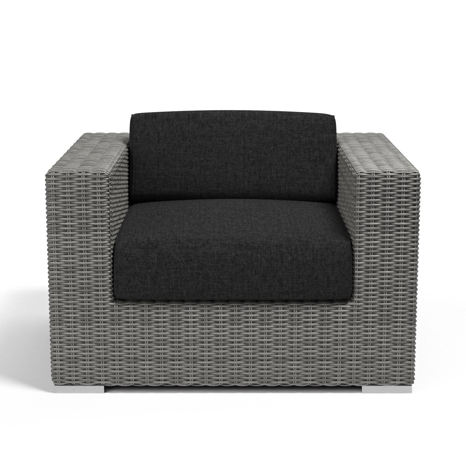 Sunset West - 1802-21-48085 - Emerald II Resin Wicker Patio Club Chair W/ Sunbrella Spectrum Carbon Cushions - Front View thumbnail