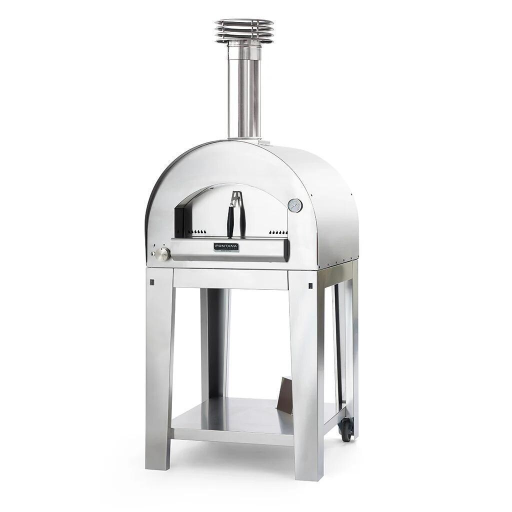 Fontana Forni FTNAP-H-S + FTCART-M Napoli Hybrid Pizza Oven on Cart - Stainless Steel - Oven - White Background thumbnail