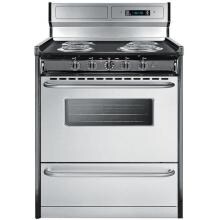 Summit Professional 30-Inch 4-Burner Freestanding Electric Range - Stainless Steel - TEM230BKWY