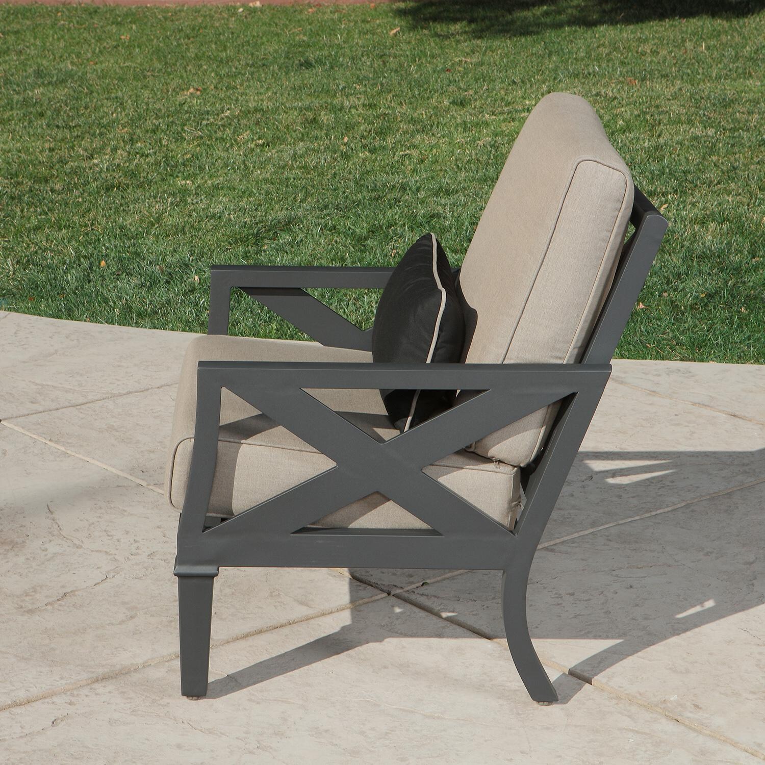 Lakeview Outdoor Designs Lake Charles 6 Piece Aluminum Patio Conversation Set - Patio Club Chair Side thumbnail