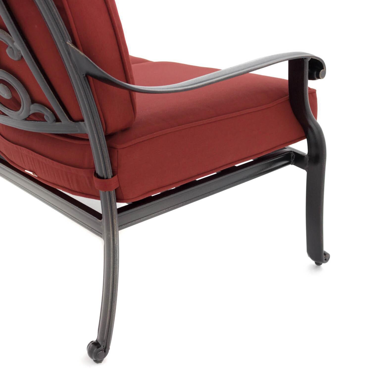 Villa Flora 3 Piece Cast Aluminum Patio Seating Set - Club Chair Side View thumbnail