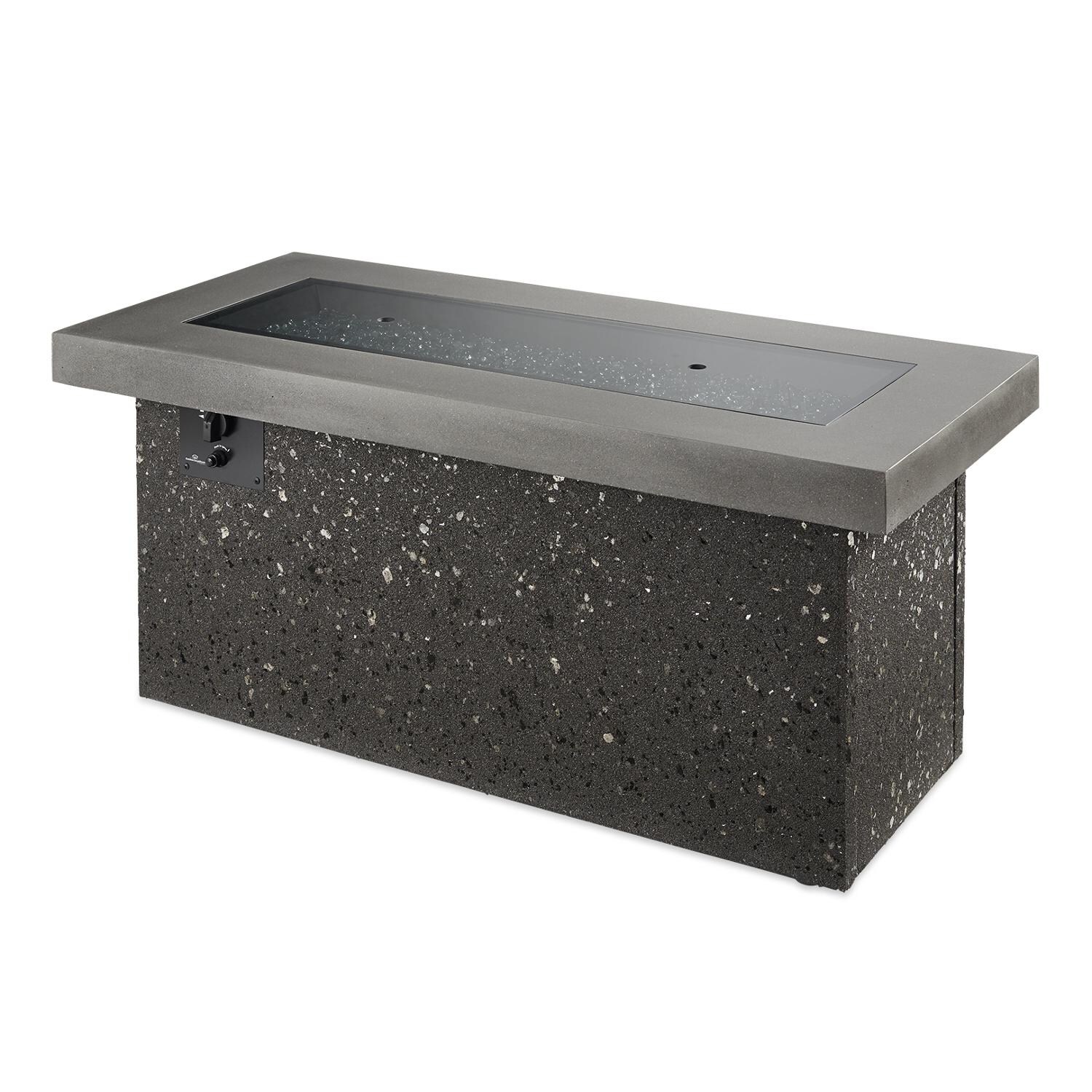 The Outdoor GreatRoom Company Key Largo Linear Gas Fire Pit Table - Midnight Mist - Includes grey glass burner cover thumbnail