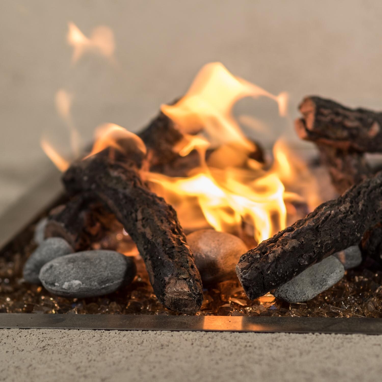 BBQGuys Signature Series Square Drop-In Pan W/ Ring Burner - In Use - Shown W/ Fire Pit Media Decor (Sold Separately) thumbnail