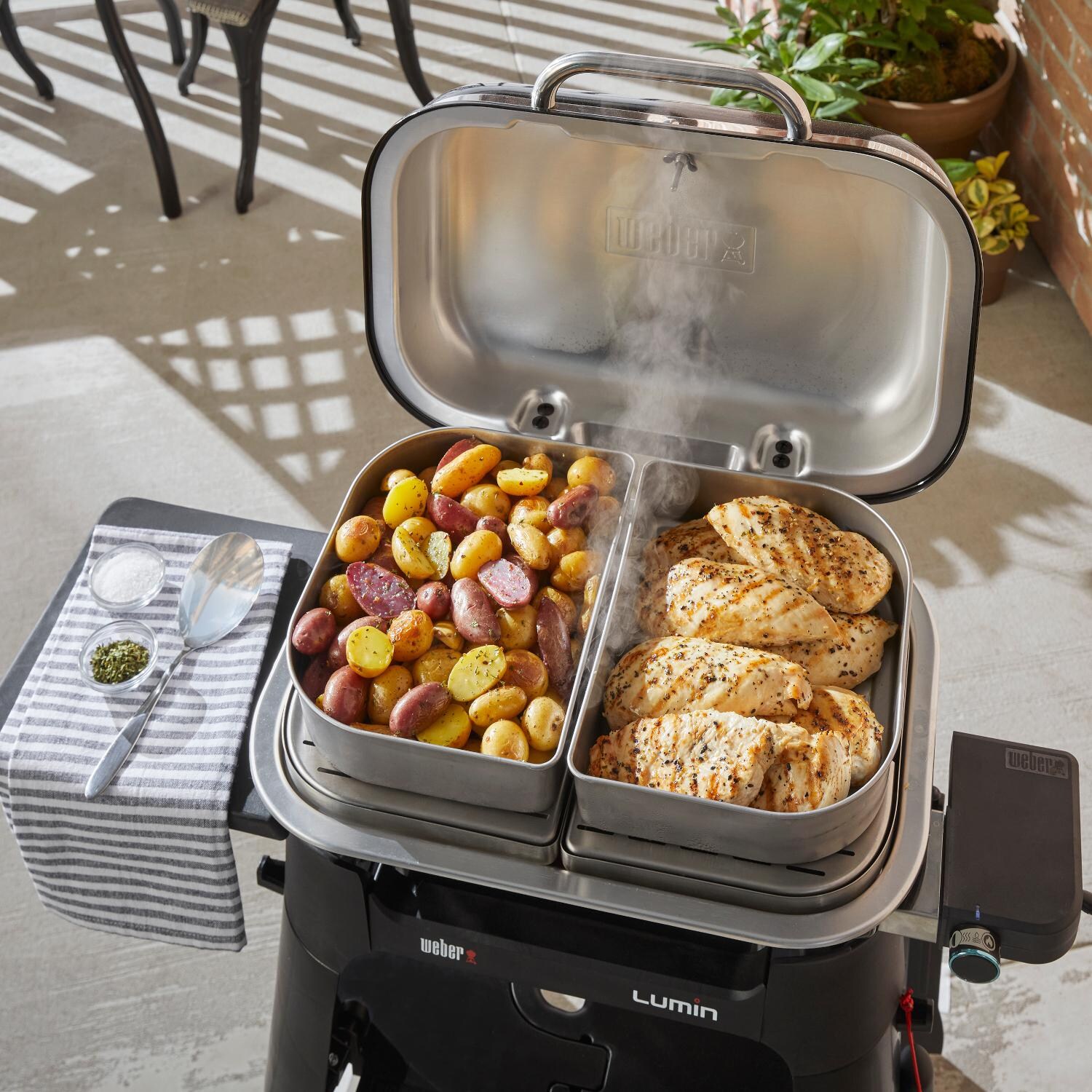 Weber 6613 Stainless Steel Versatility Kit For Lumin Compact Electric Grills - Keeping Food Warm thumbnail