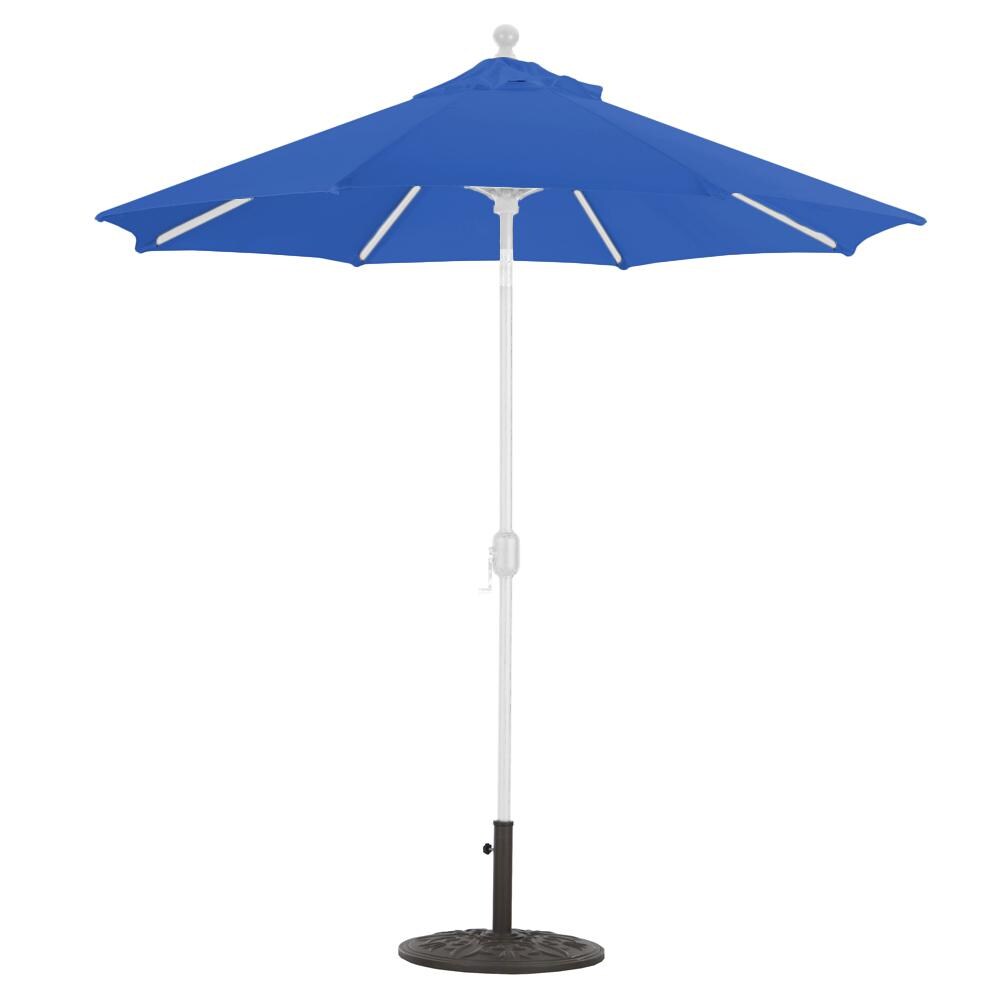 Galtech 7.5 Ft. Octagonal Aluminum Patio Market Umbrella W/ Crank Lift And Deluxe Auto Tilt - White Frame W/ Sunbrella Canvas True Blue Canopy