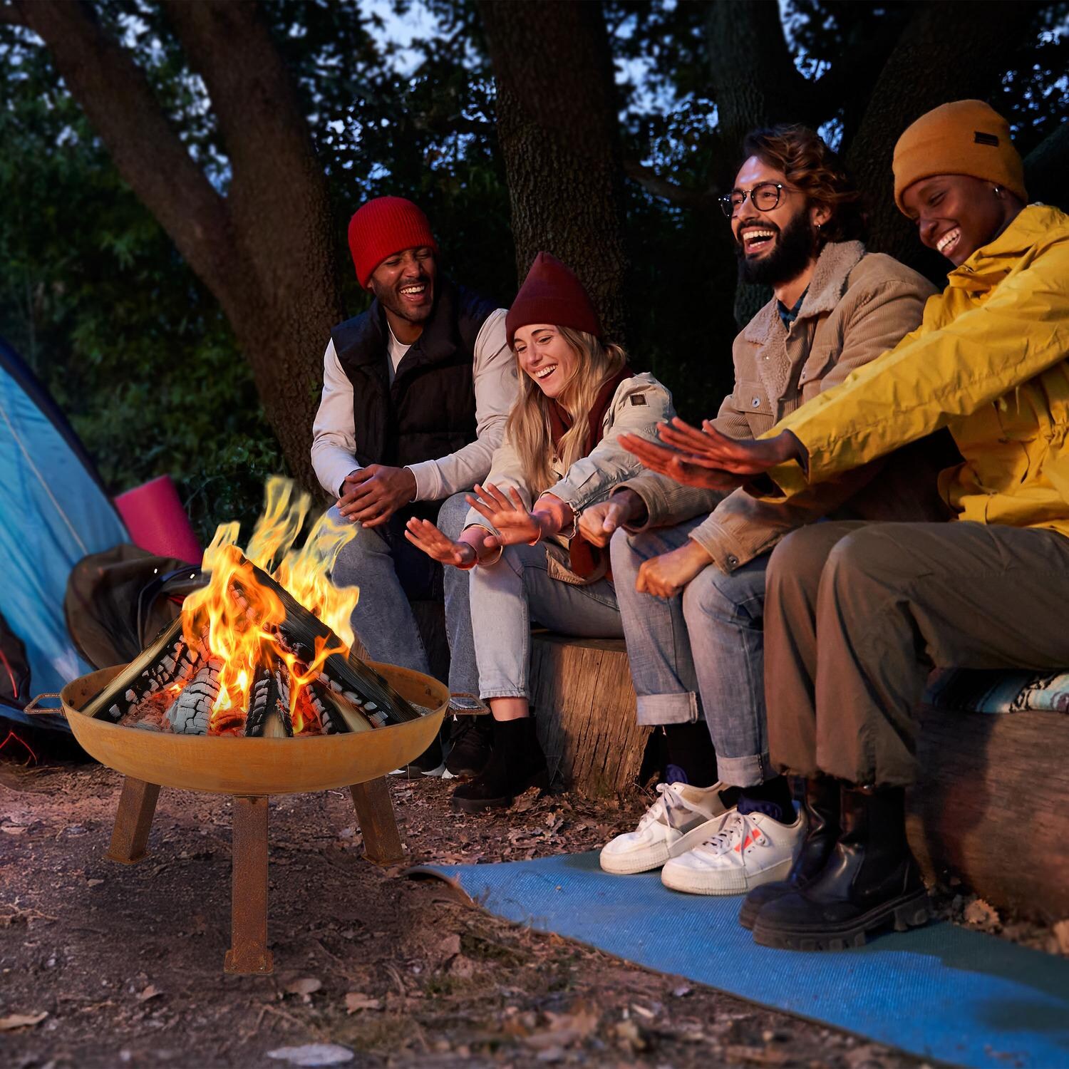 Ultimate Patio RCM-LG620 24 Inch Round Cast Iron Wood-Burning Fire Pit in Rust - Lifestyle thumbnail