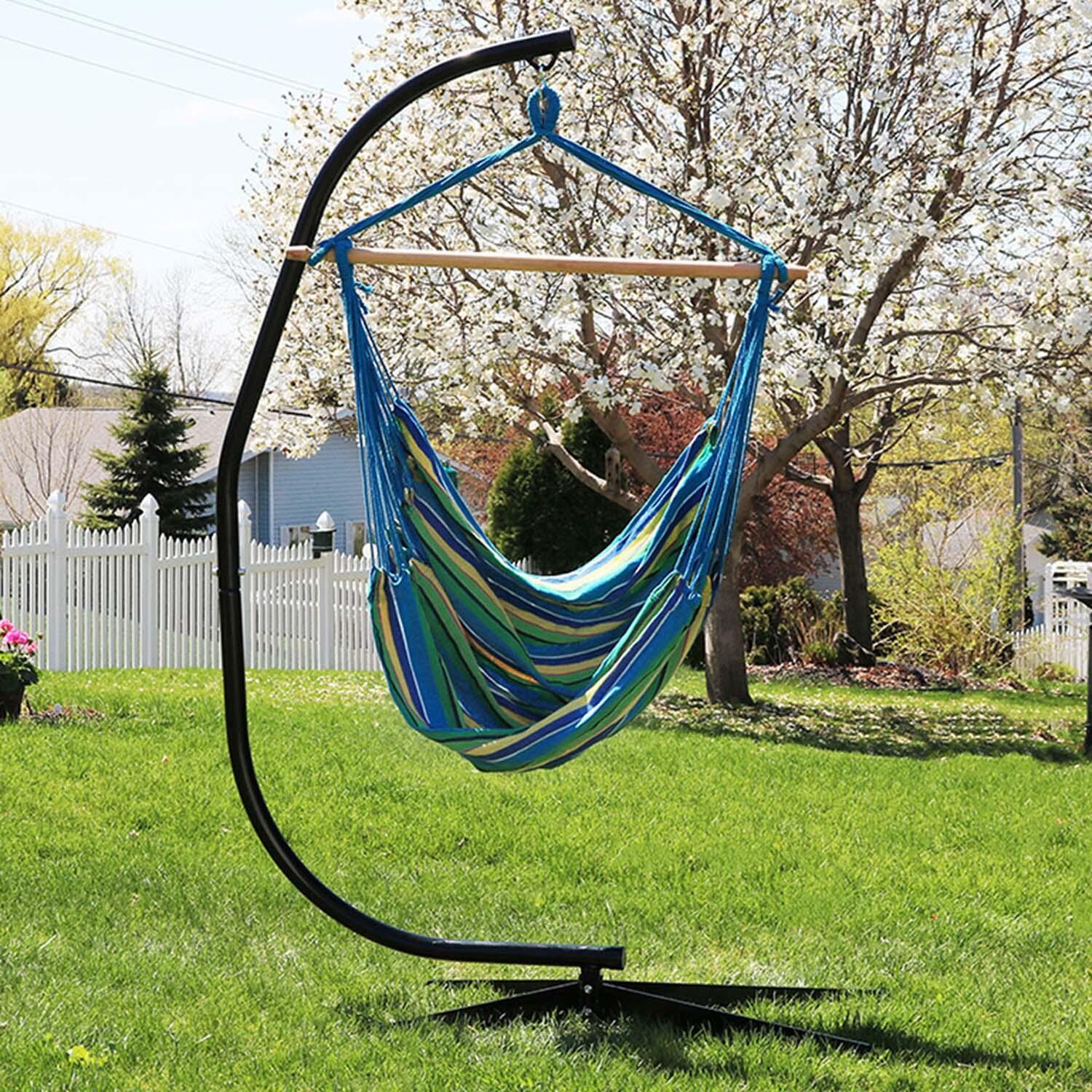XL Hammock Chair w/ Stand in Ocean Breeze By Ultimate Patio - Lifestyle thumbnail