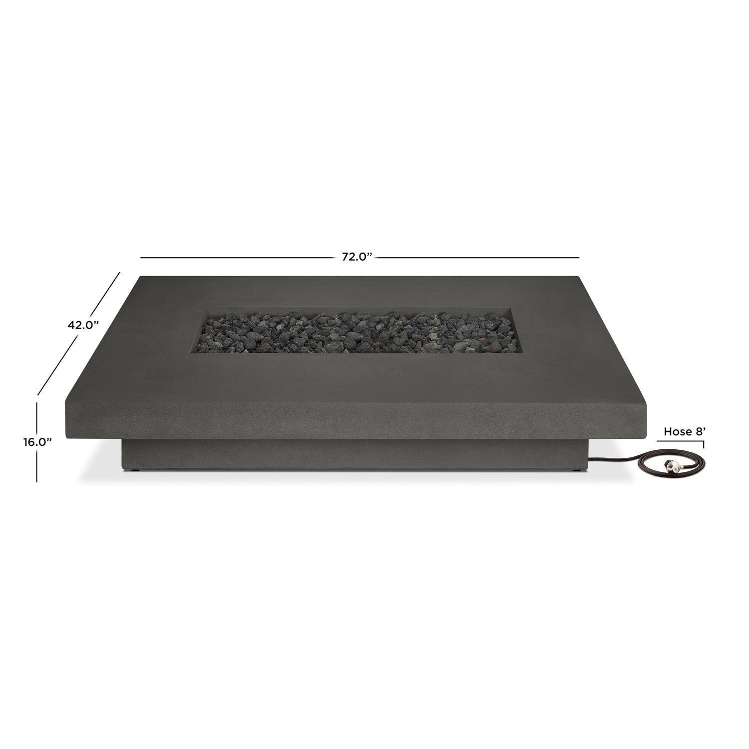 Hickory Bay 3704LP-CBN 72 Inch Rectangular Glass Fiber Reinforced Concrete Propane Fire Pit Table in Carbon by BBQGuys Signature - Dimensions - Diagram thumbnail