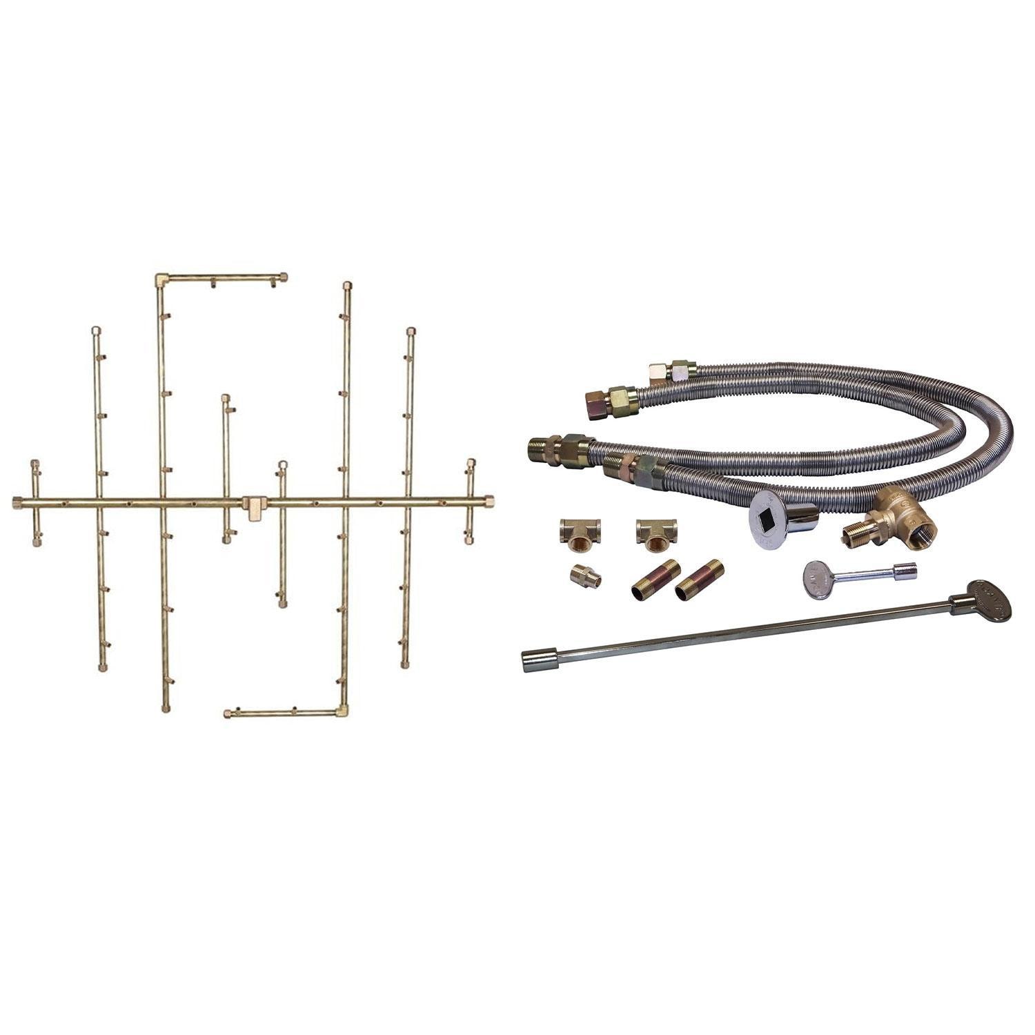 Warming Trends 38 1/4 X 34 1/2 CROSSFIRE Brass Natural Gas/Propane Burner & Double Flex Line Kit