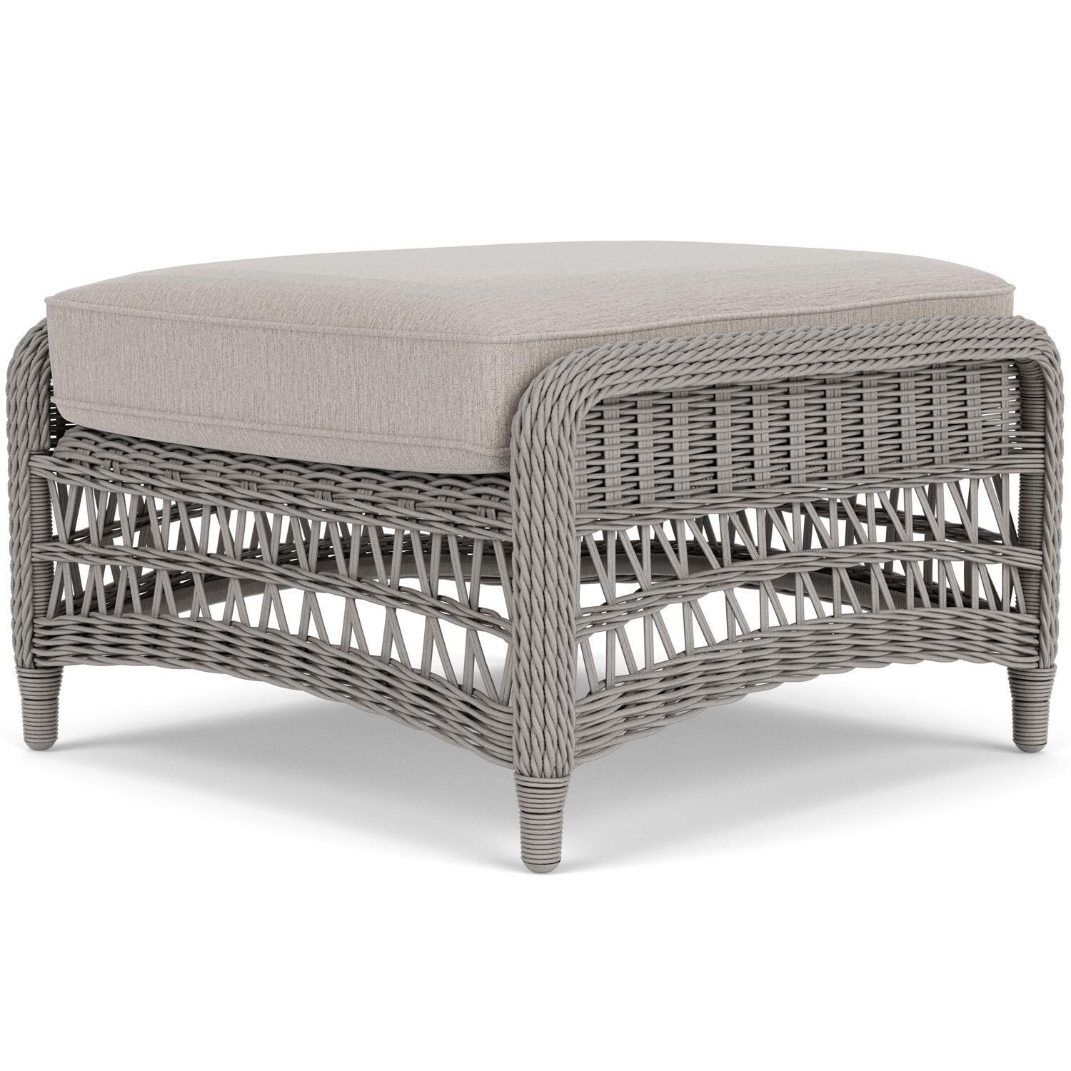 Lloyd Flanders Mackinac Ottoman in Putty Finish with Remy Cloud Fabric - Rear Right thumbnail