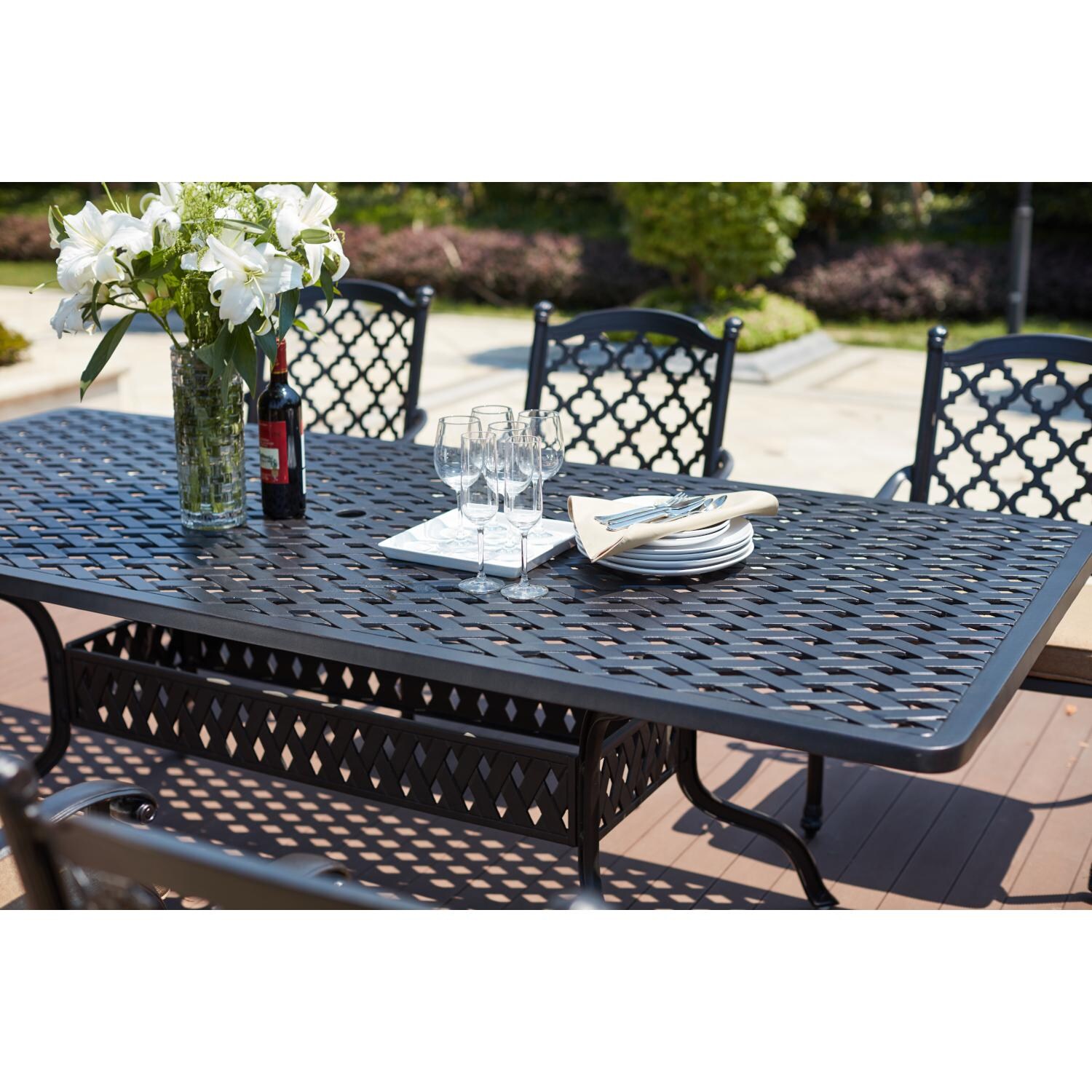 Darlee 201650-9PC-30SL Madison Cast Aluminum 92 X 42 Inch Rectangular Dining Table - Top Detail thumbnail