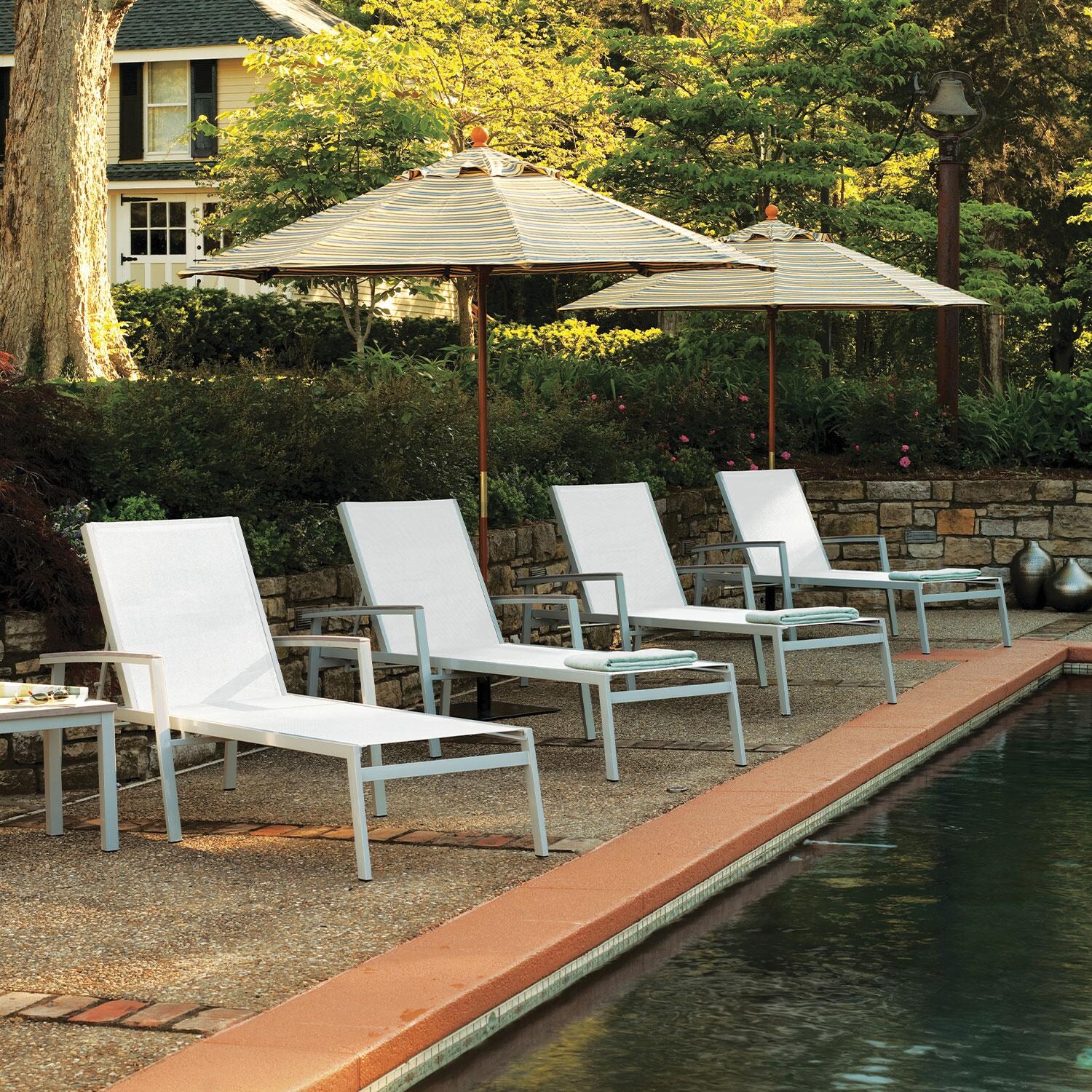 Travira 8 Pc Powder-Coated Aluminum Chaise Lounge Set in Natural/Vintage/Flint By Oxford Garden - Lifestyle thumbnail