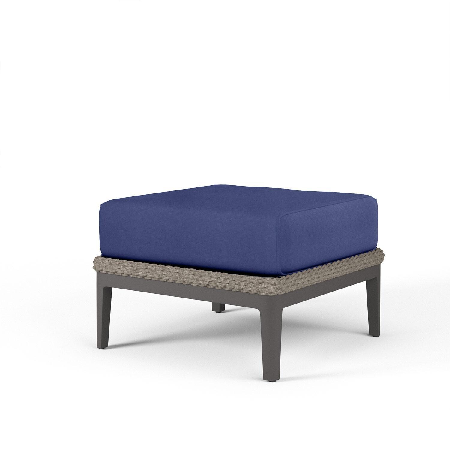 Marbella 26 X 25 Rectangular Rope & Aluminum Patio Ottoman in Echo Midnight w/ No Welt by Sunset West - Display - White Background thumbnail
