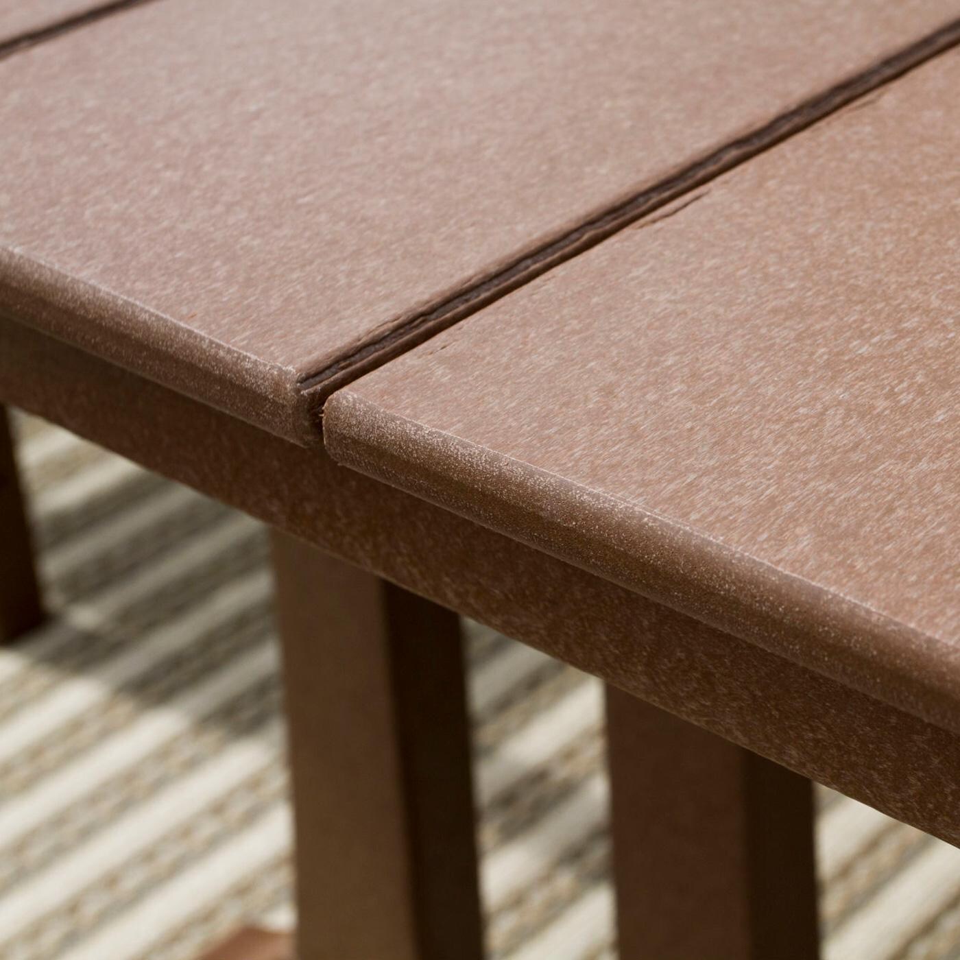 POLYWOOD 37 X 72-Inch Farmhouse Trestle Dining Table - Slate Grey - Tabletop Surface Detail (Teak Finish Shown) thumbnail