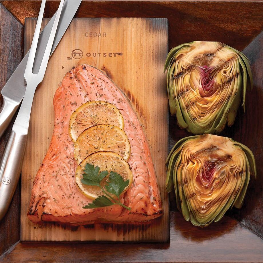Outset Cedar 7 X 12-Inch Wood Planks - With Fish And Artichokes thumbnail