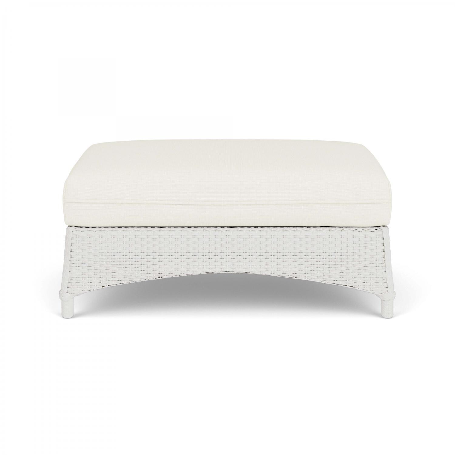 Lloyd Flanders Mandalay Large Ottoman in Matte White Finish with Sailcloth Salt fabric - Back thumbnail
