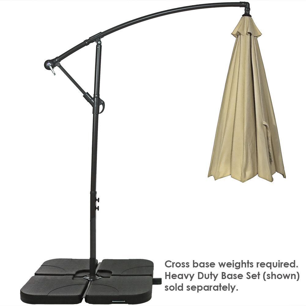 Ultimate Patio 10 Ft. Octagonal Patio Cantilever Umbrella W/ Crank - Beige - Cross Base Must be Secured with Weights (Weight Not Included) thumbnail