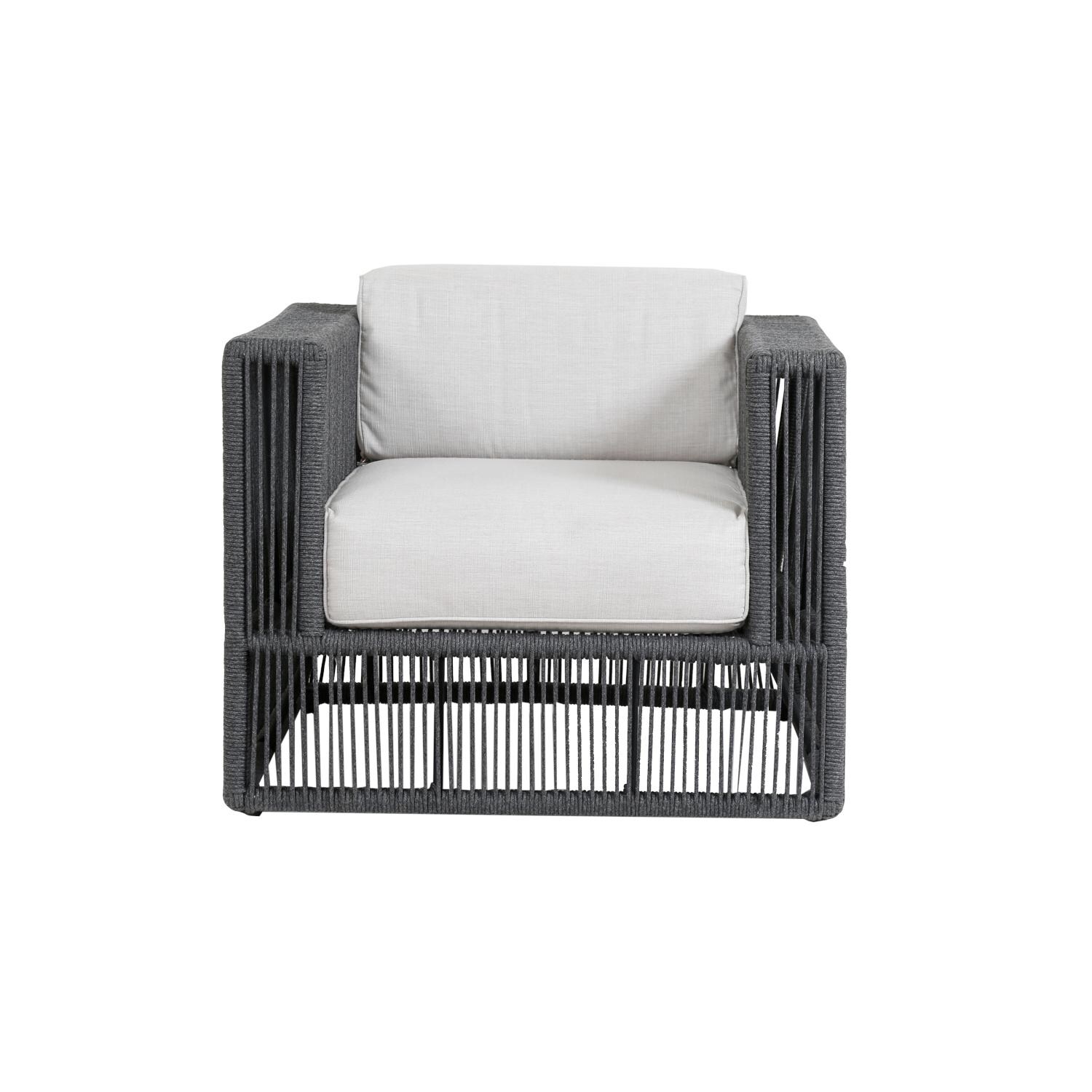 Milano Aluminum And Woven Rope Patio Club Chair W Sunbrella Echo Milano Aluminum And Woven Rope Patio Club Chair W Sunbrella Echo Ash Cushions By Sunset West Bbq Guys