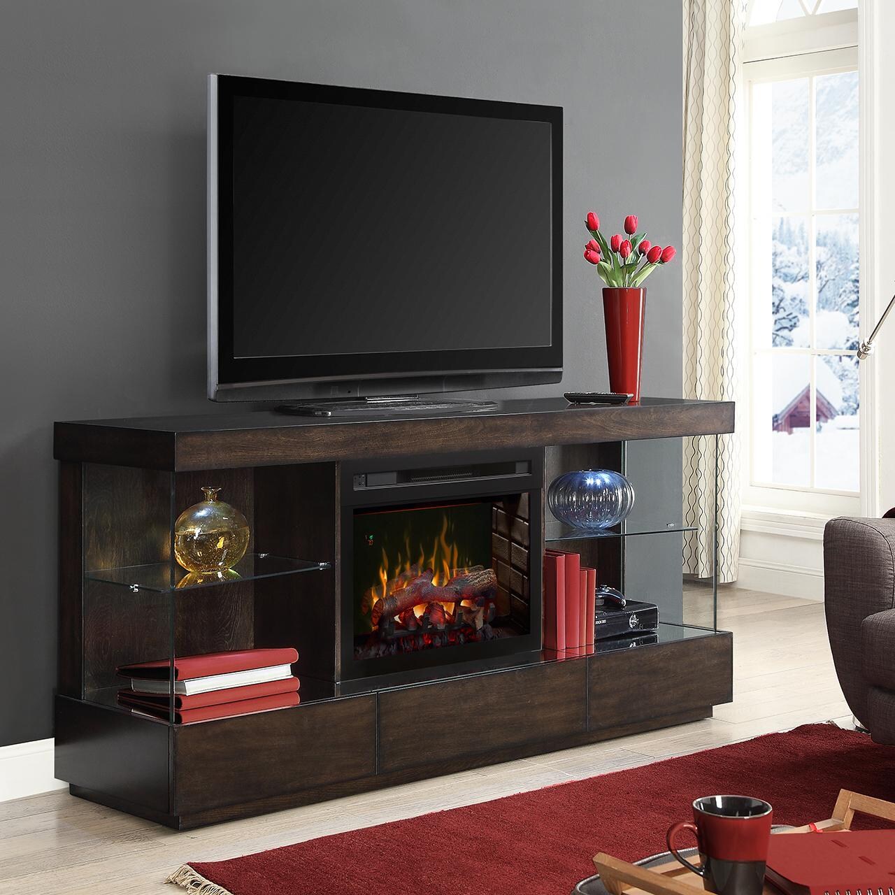 Dimplex MultiFire XD Camilla 72Inch Electric Fireplace Media Console Realogs Mink