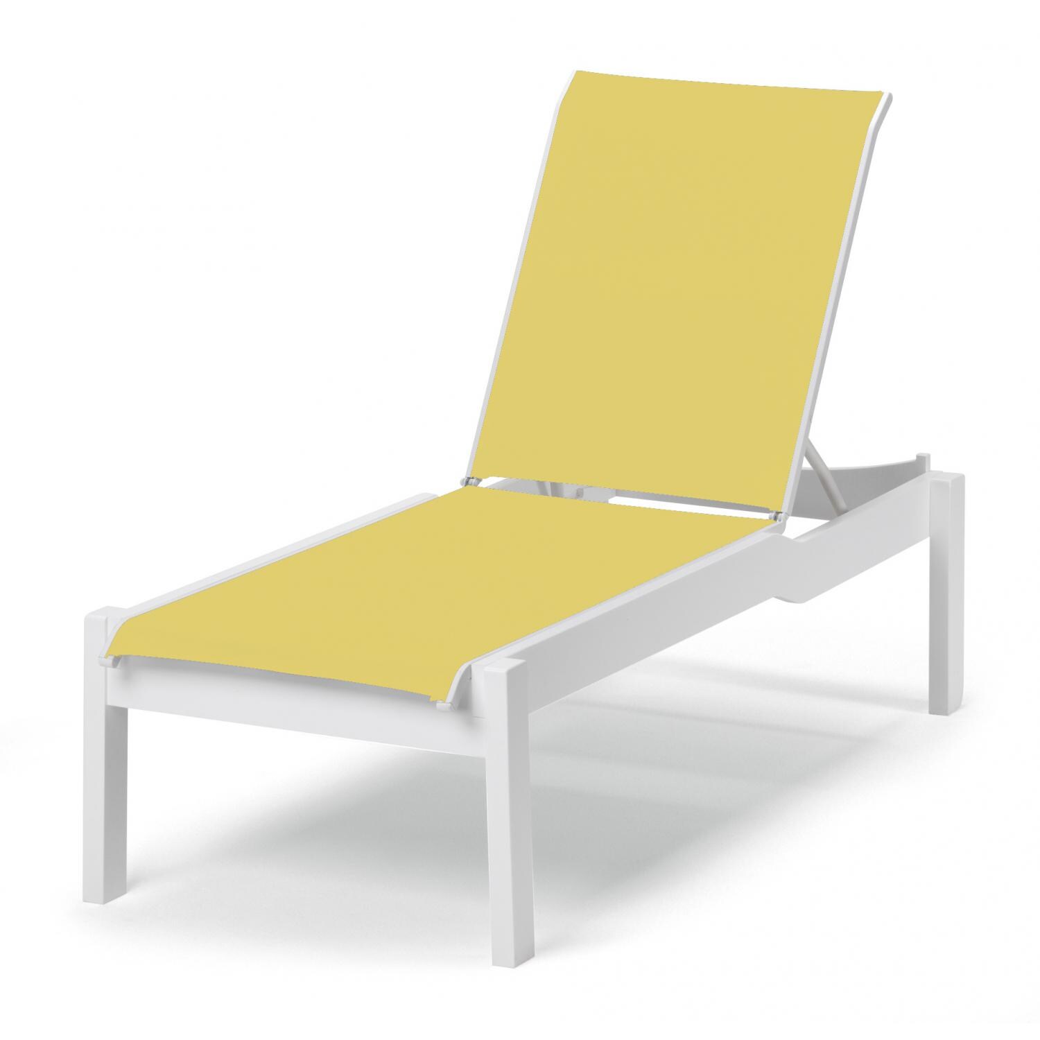 Leeward MGP Long Frame Stacking Chaise Lounge With Sling Seating By Telescope Casual - Textured Snow/Yellow thumbnail