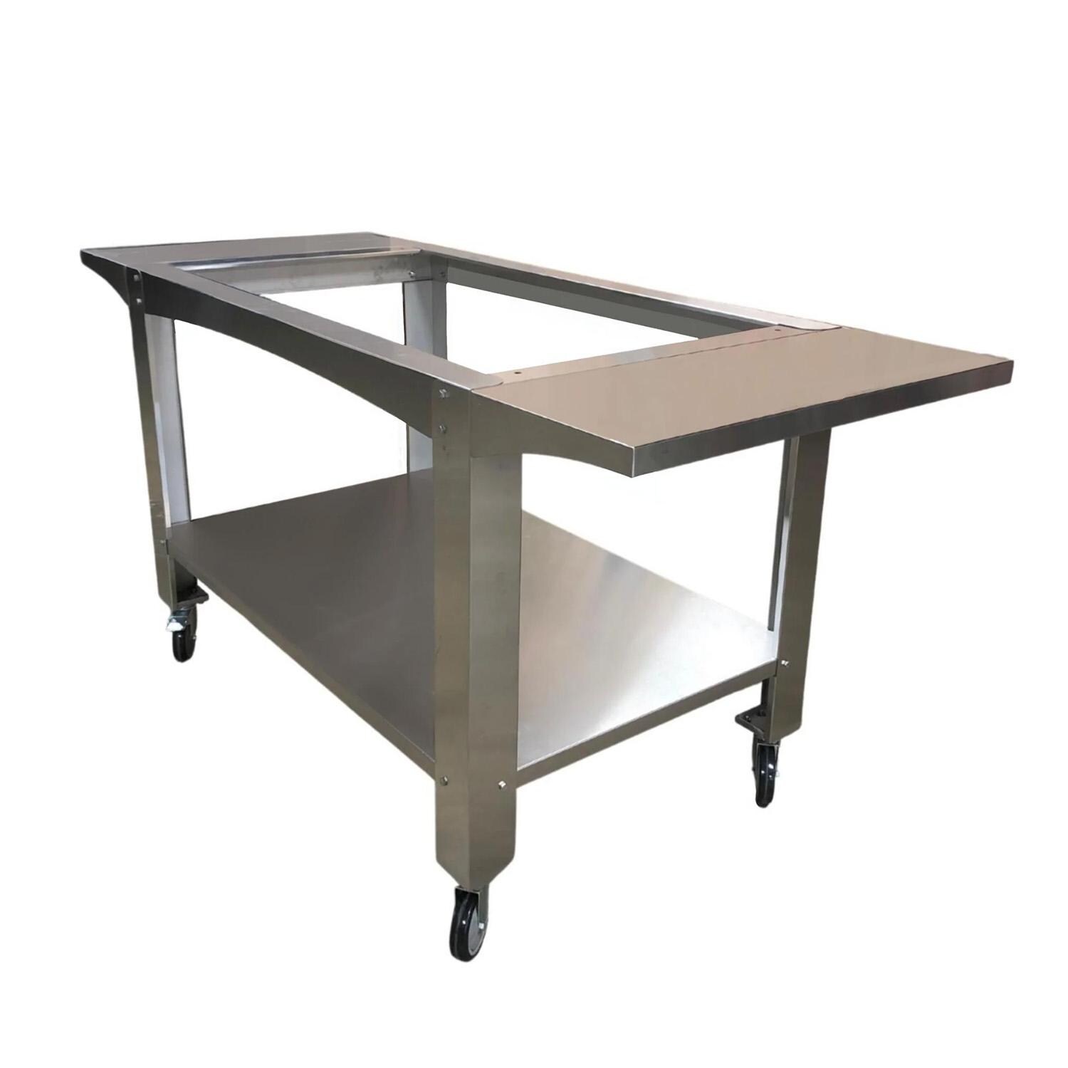 WPPO WKCT-4S Stainless Steel Cart for Karma 55-in Wood Fired Pizza Oven - Angled View - White Background thumbnail