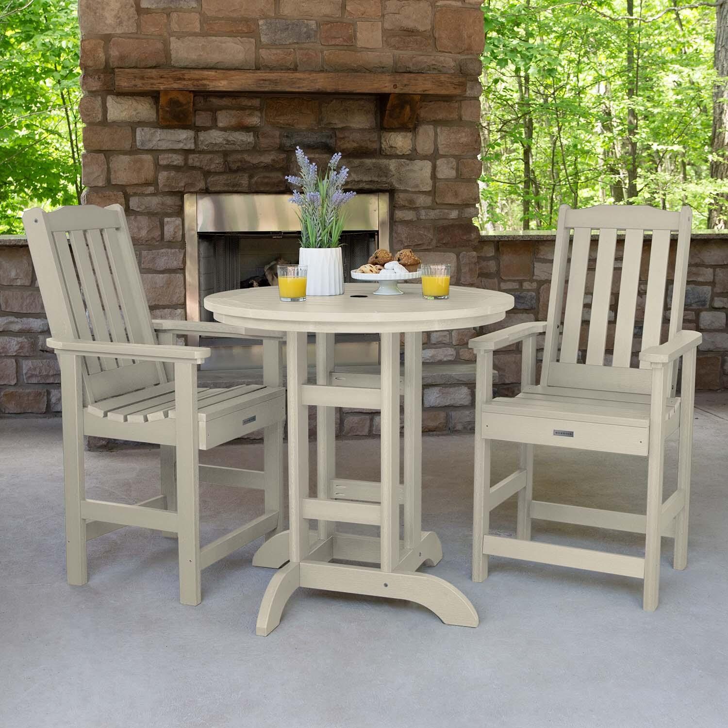 Hart Lane 3 Pc Recycled Plastic Round Counter Dining Set in Whitewash By Lakeview Outdoor Designs - Lifestyle thumbnail