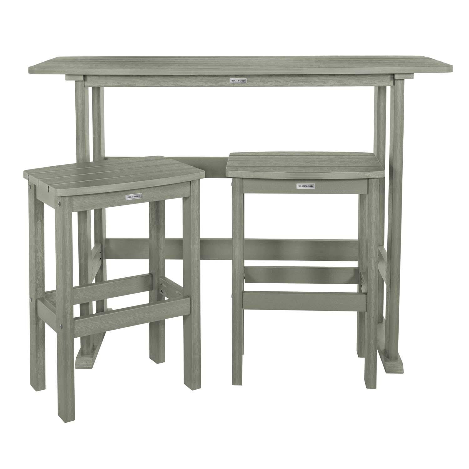 Hart Lane 3 Pc Recycled Plastic Bar Height Dining Set in Eucalyptus By Lakeview Outdoor Designs - White Background thumbnail