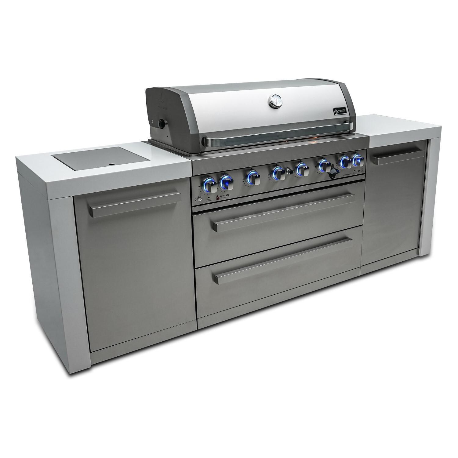 Mont Alpi - MAi805-D - Deluxe Grill Island - Stainless Steel - Angled Left Closed - White Background thumbnail