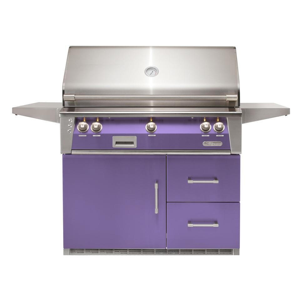 Alfresco ALXE-42SZRFG-LP-S4005 ALXE 42-Inch Freestanding Propane Grill On Refrigerated Cart With Sear Zone And Rotisserie in Blue Lilac - White Background thumbnail