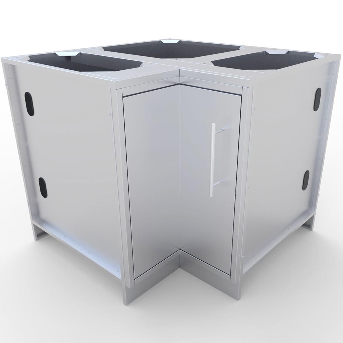 Sunstone SBC12SLS Outdoor Kitchen 90 Degree Corner Island Cabinet w/ Lazy Susan Shelves - White Background thumbnail