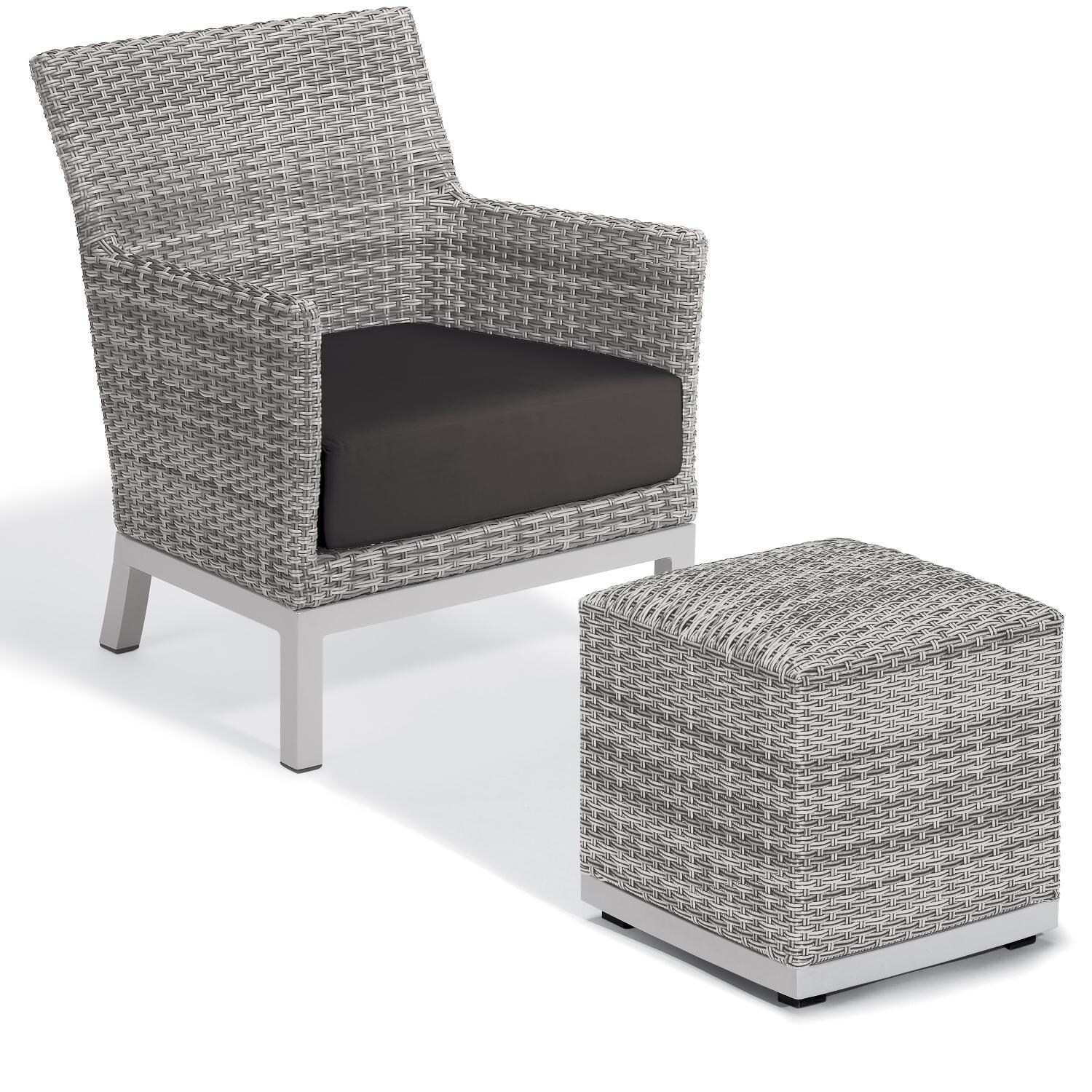 Argento 2 Piece Wicker Patio Seating Set W/ Ottoman By Oxford Garden - Jet Black thumbnail