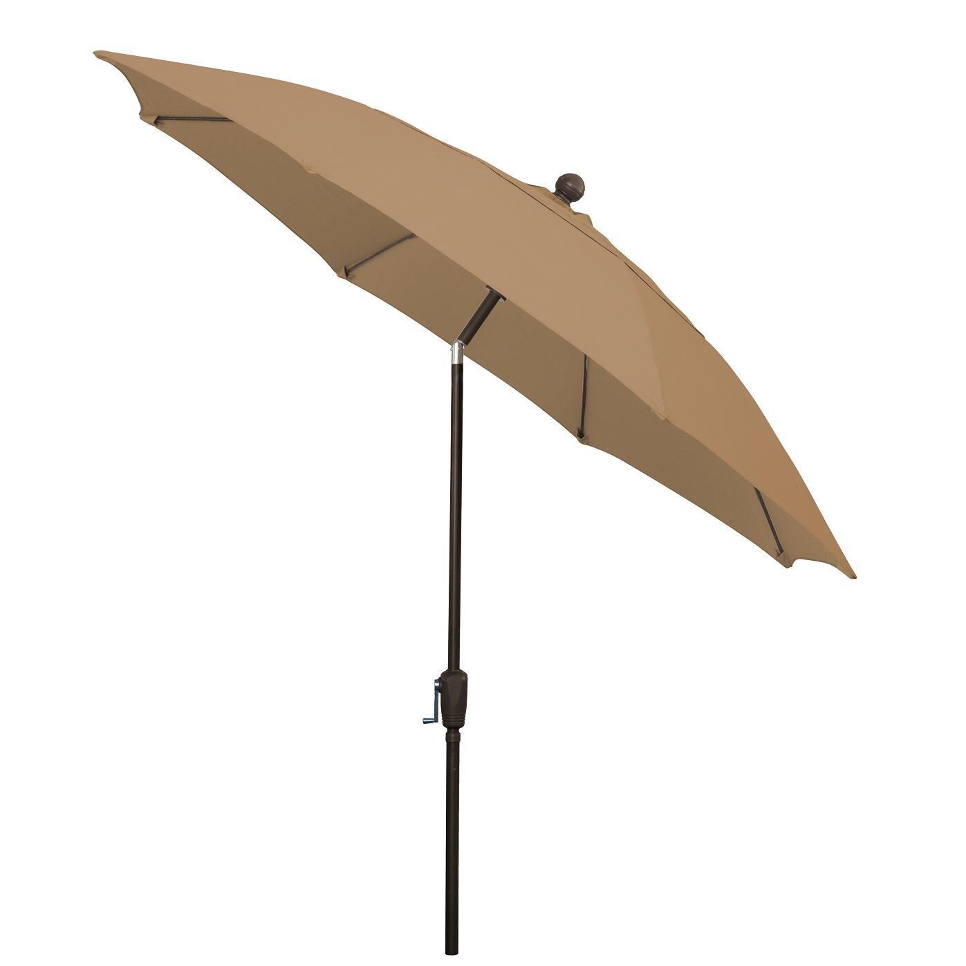FiberBuilt 9 Ft. Aluminum Market Patio Umbrella W/ Crank Lift & Tilt - Champagne Pole / Beige Olefin