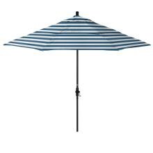 California Umbrella Sun Master Series 11 Ft Octagonal Aluminum Collar Tilt Patio Umbrella W/ Crank Lift, Fiberglass Ribs & Double Vent - Matted Black Frame / Sunbrella Cabana Regatta Canopy