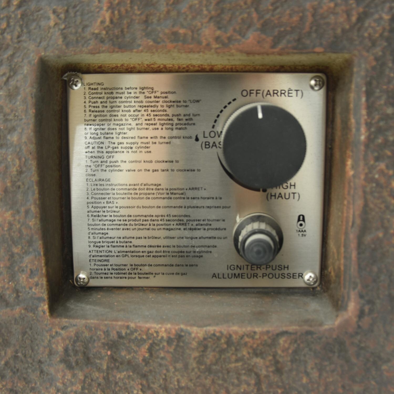 Elementi OFG601-LP Modeno Basalt 20-Inch Propane Fire Column - Controls thumbnail