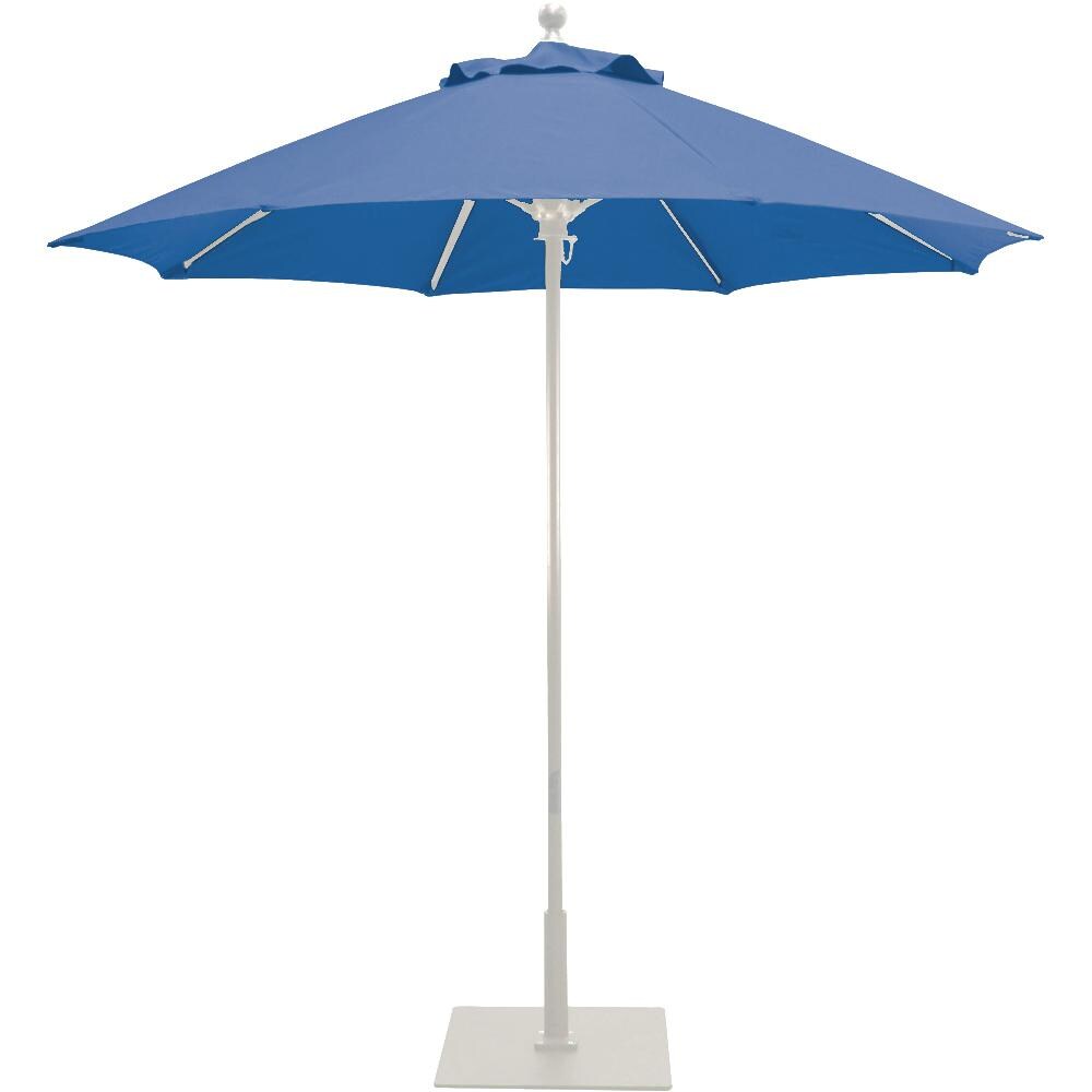 Galtech 7.5 Ft. Octagonal Aluminum Patio Market Umbrella W/ Push Lift - White Frame W/ Sunbrella Canvas Pacific Blue Canopy