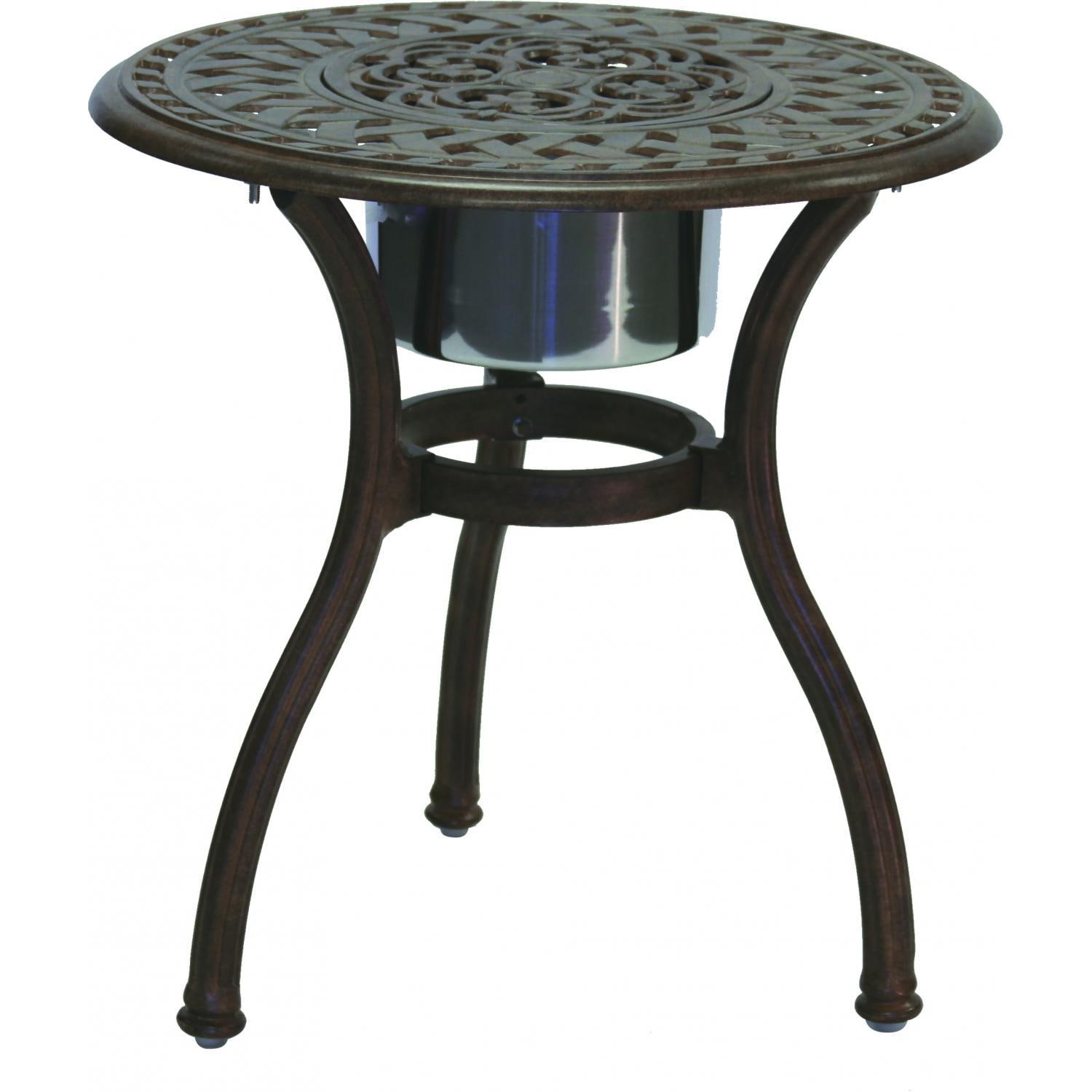 Darlee Series 60 Patio End Table With Ice Bucket Insert in Antique Bronze - White Background thumbnail