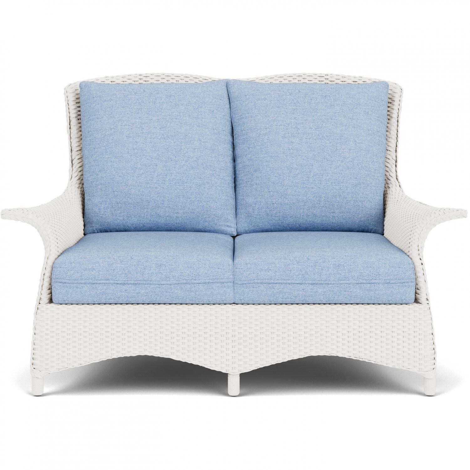 Mandalay Lloyd Loom Loveseat in White/Demo Skyway by Lloyd Flanders