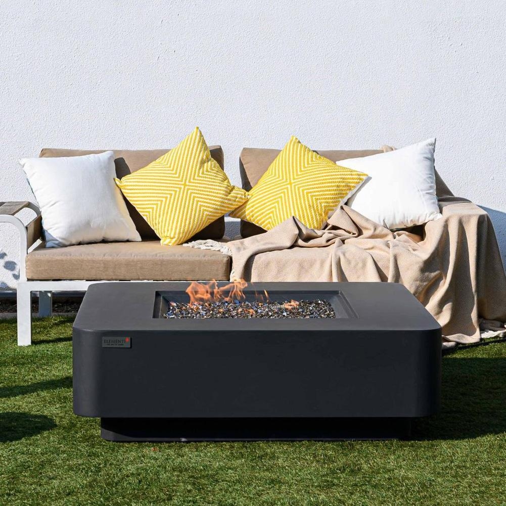 Bergamo 42-in Square Concrete Natural Gas Fire Pit in Dark Gray by Elementi