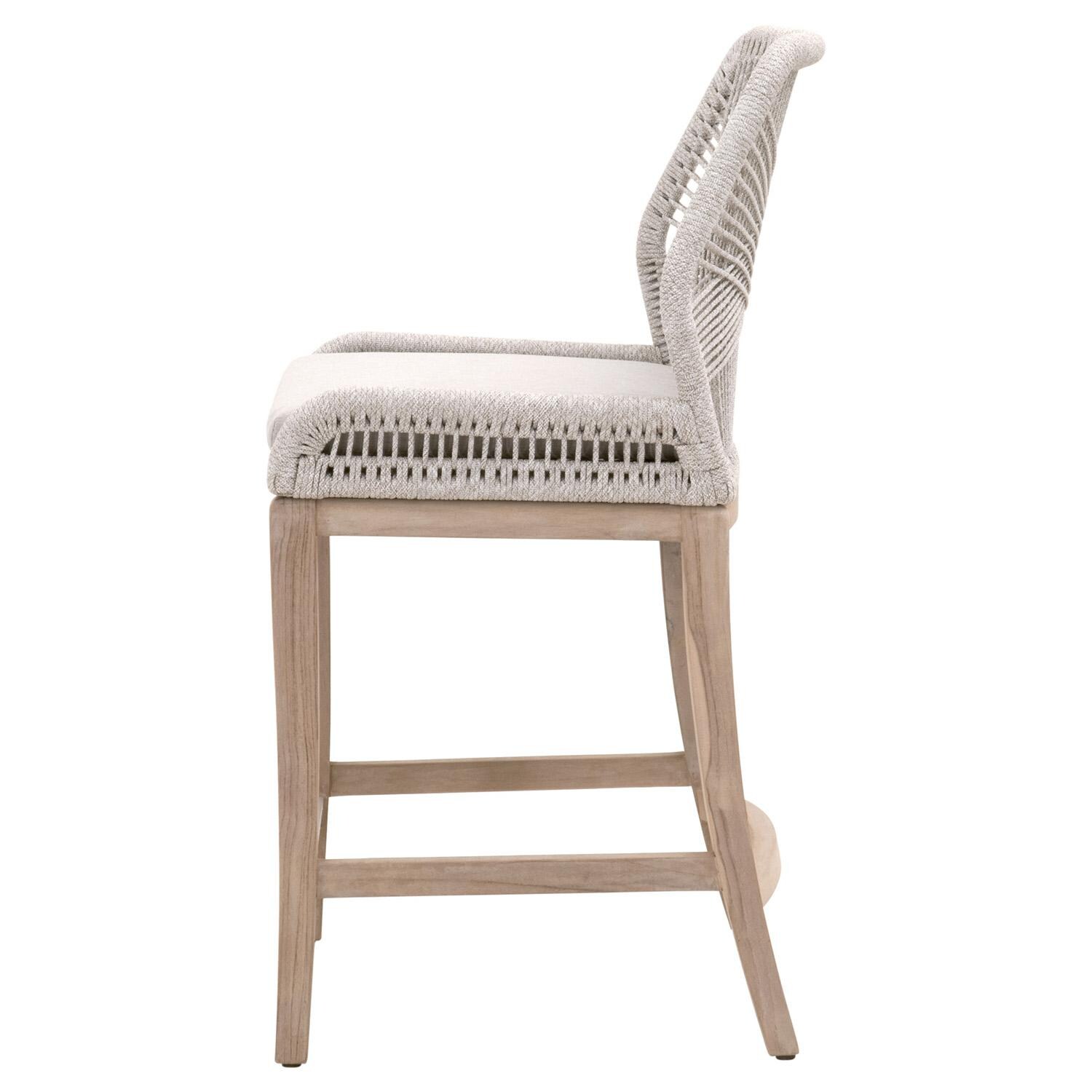 Lakeview Peninsula Way Woven Rope Counter Bar Stool in Taupe & White - Side View thumbnail