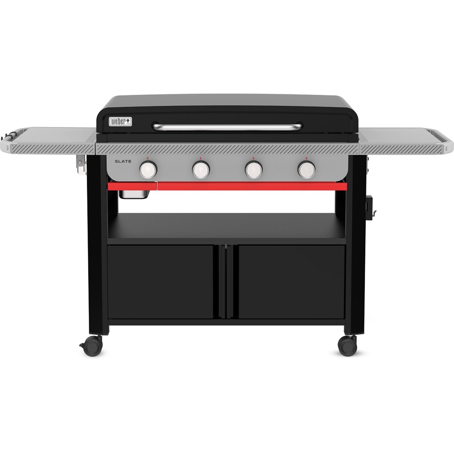 Weber Slate 36-in 4 Burner Propane Rust-Resistant Griddle w/ Closed Cabinet - Black - 1502283