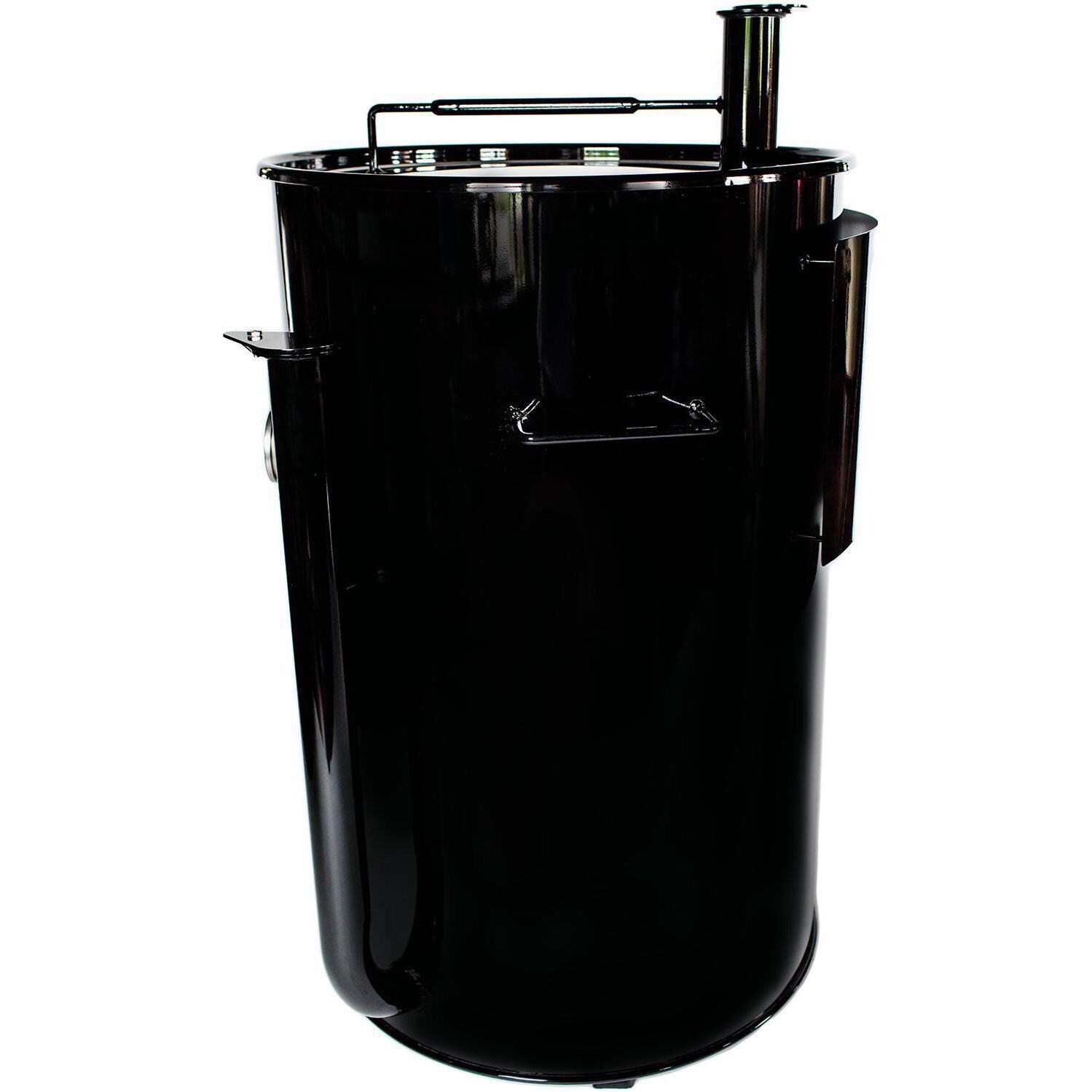 Gateway Drum Smokers 55111 55 Gallon Charcoal BBQ Smoker - Black - Left Side thumbnail