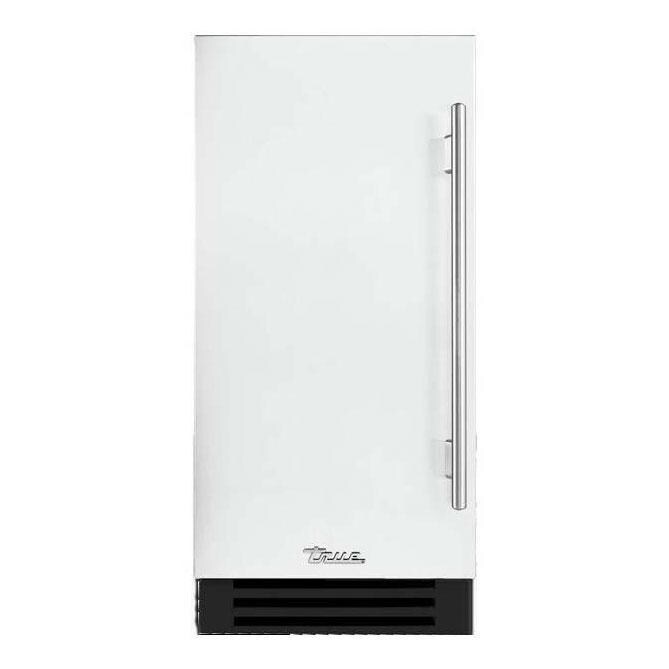True TUIADA-15-LS-A~030-H04 ADA Height 15-Inch 75 Lb. Left Hinge Outdoor Ice Maker - Matte White w/ Stainless Steel Handle - Display - White Background thumbnail
