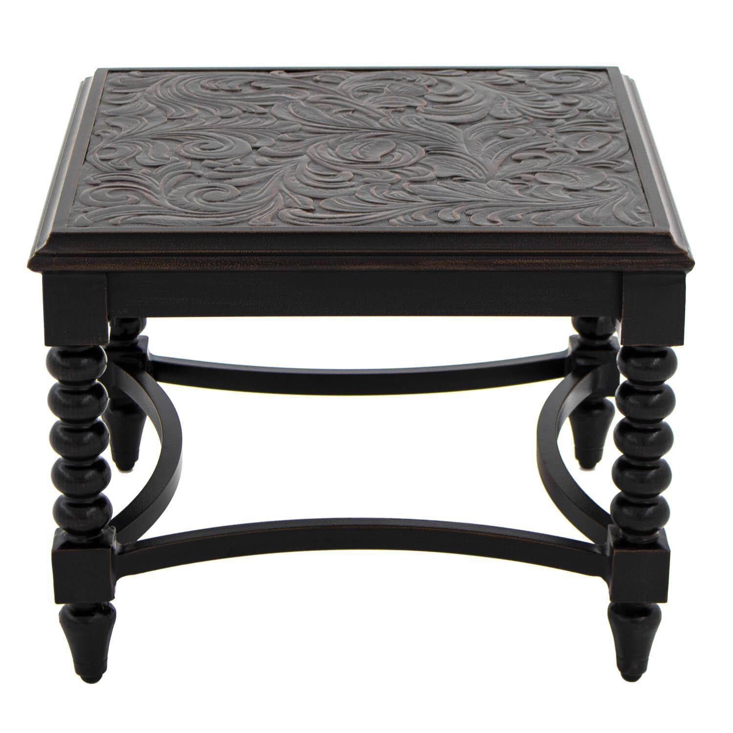 Villa Flora 3 Piece Cast Aluminum Patio Seating Set - End Table Side View thumbnail