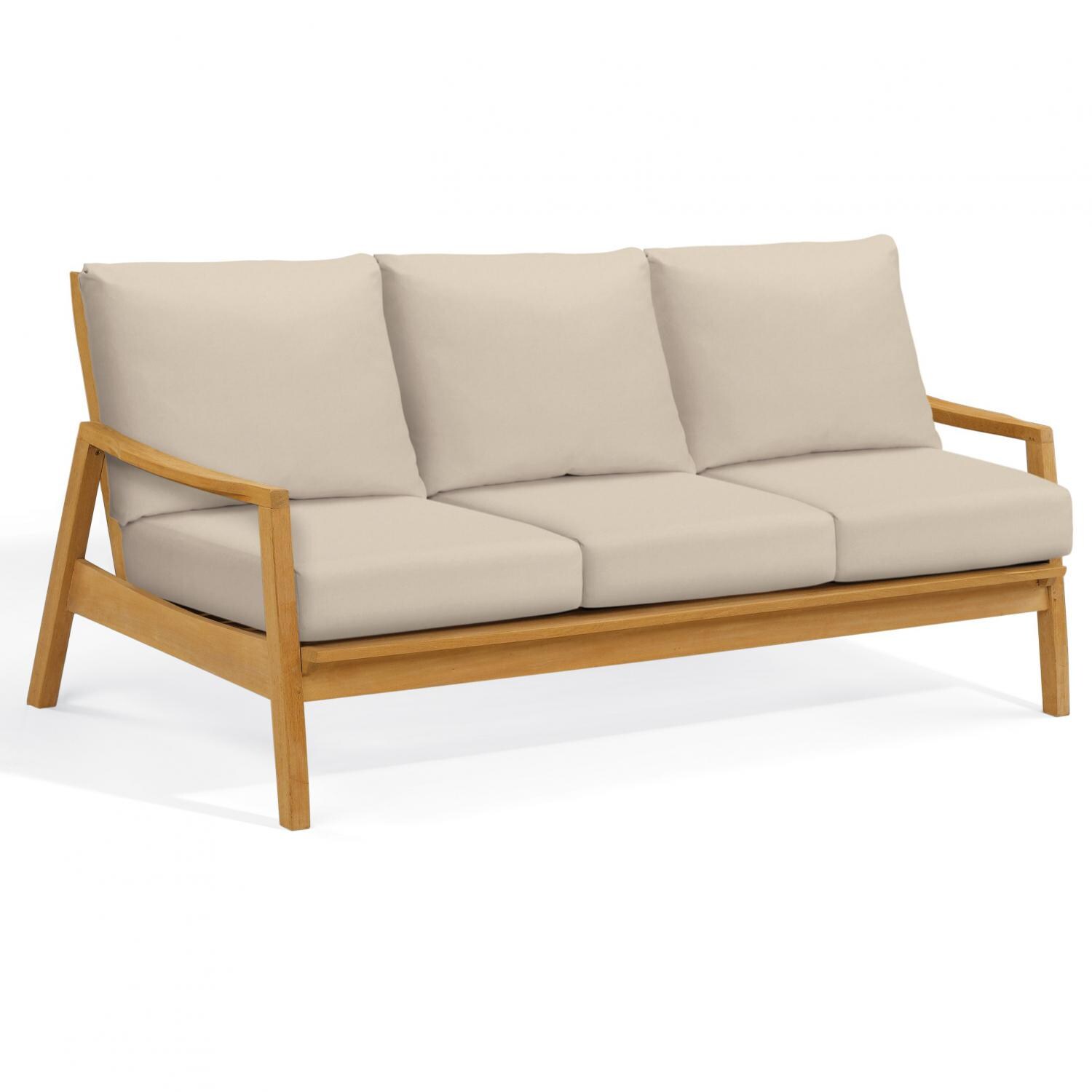 Siena Natural Shorea Patio Sofa W/ Camel Cushions By Oxford Garden thumbnail