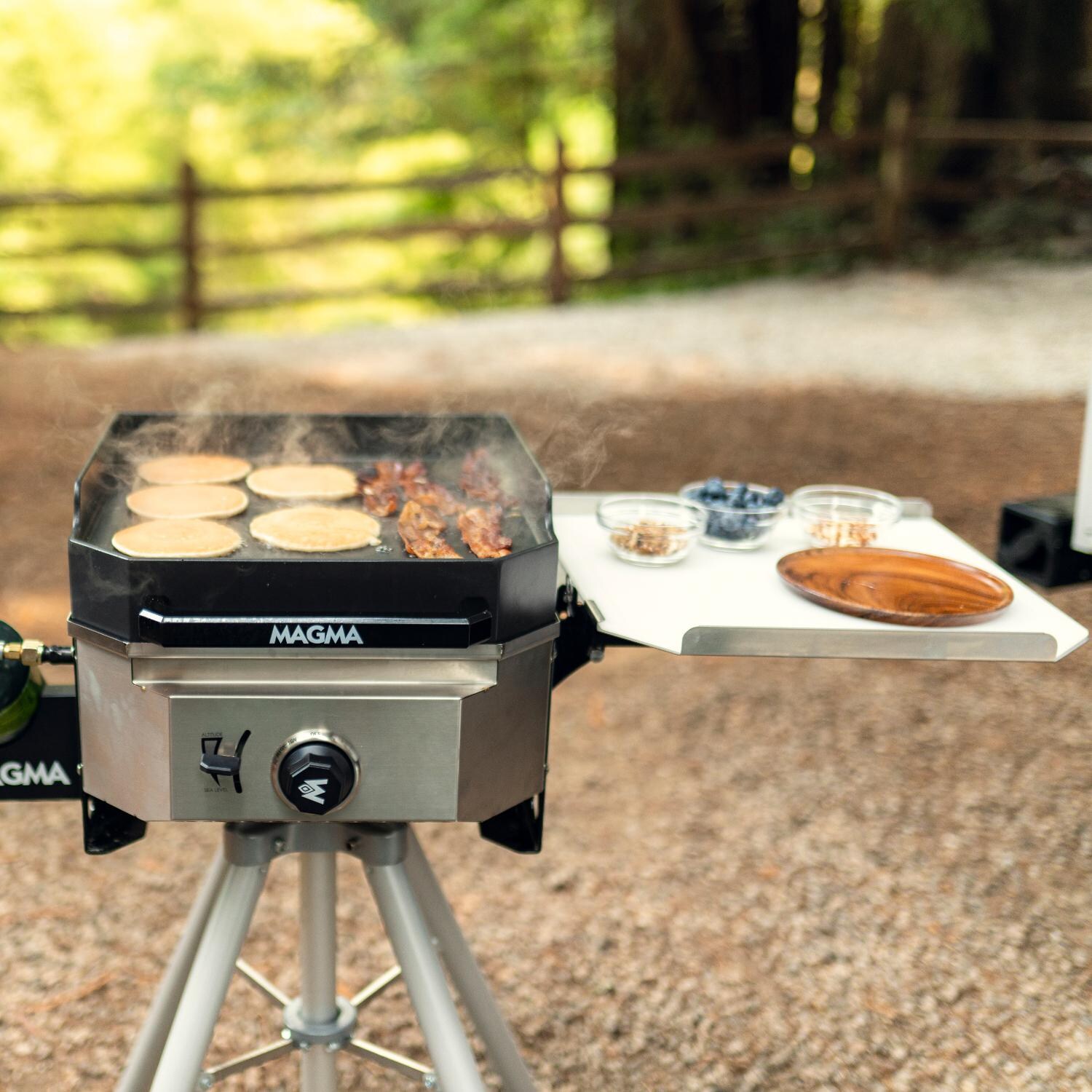 Magma Crossover Single Burner Firebox Outdoor Cooker With Griddle Topper - In Use (Stand Not Included) thumbnail