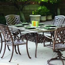 Darlee Sedona 7 Piece Cast Aluminum Patio Dining Set With Scrollwork Table - Mocha image