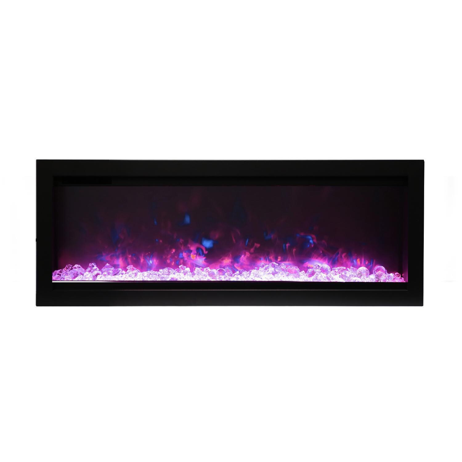 Amantii Symmetry Series Built-In 42-Inch Electric Fireplace with Black Steel Surround - ICE Media Kit - Indoor/Outdoor - SYM-42-B - Violet Flame thumbnail