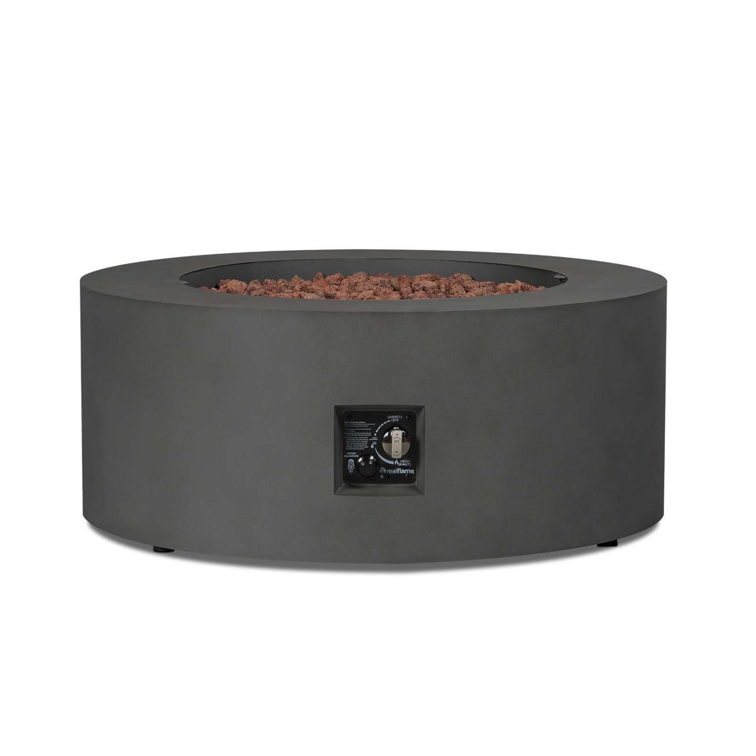 Elysian 4 Pc Powder Coated Steel 36 Inch Round Fire Pit in Weathered Slate by Lakeview - Side - White Background thumbnail