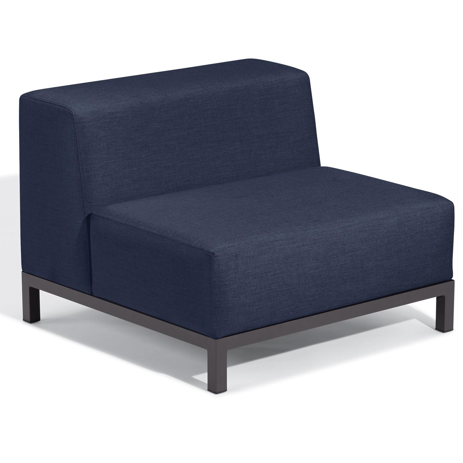 Koral Aluminum Sectional Armless Club Chair in Carbon/Spectrum Indigo by Oxford Garden